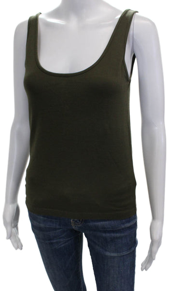 Linda Allard Ellen Tracy Womens Silk Scoop Neck Sleeveless Tank Green Size PP