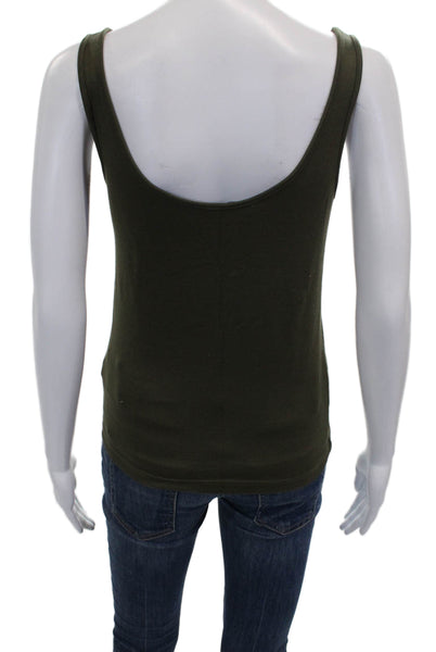 Linda Allard Ellen Tracy Womens Silk Scoop Neck Sleeveless Tank Green Size PP