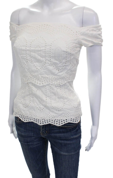 Bailey 44 Womens Off Shoulder Geometric Cotton Blouse White Size XS