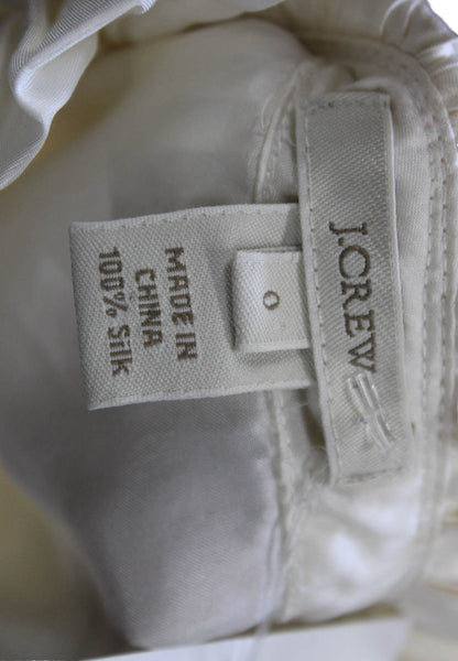 J Crew Womens Silk High Neck Sleeveless Basic Blouse Ivory Button Size 0