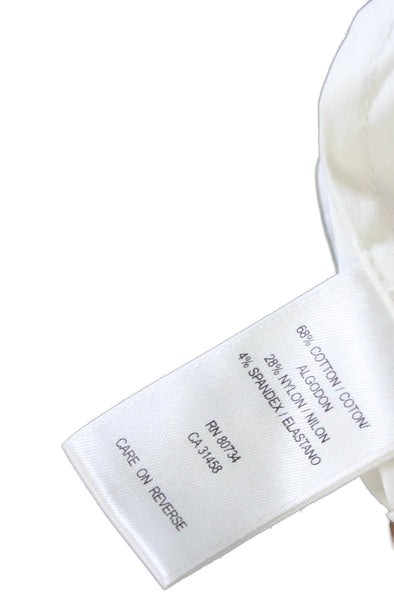 BCBGMAXAZRIA Women Collared Cotton Long Sleeve Basic Blouse White Size S