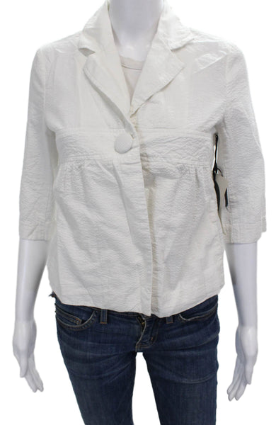 BB Dakota Women White Basic Jacket Cotton Button 3/4 Sleeve Size S