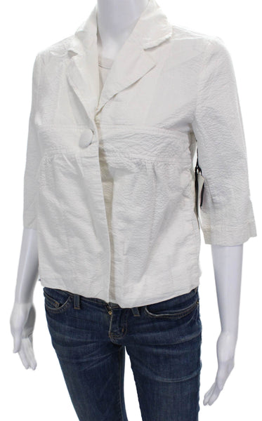 BB Dakota Women White Basic Jacket Cotton Button 3/4 Sleeve Size S