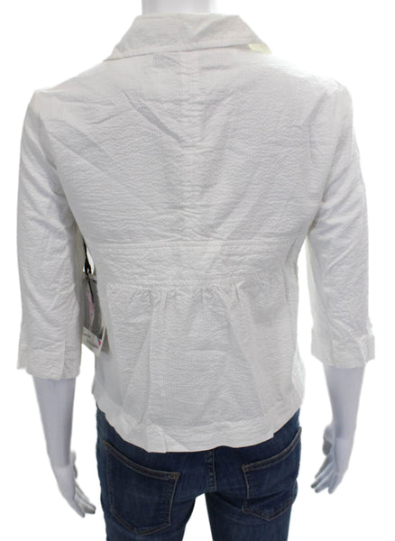BB Dakota Women White Basic Jacket Cotton Button 3/4 Sleeve Size S