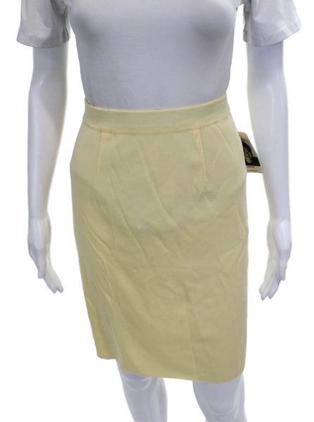 Misook Womens Straight Pencil Skirt Yellow Acrylic Pull On Short Size XS