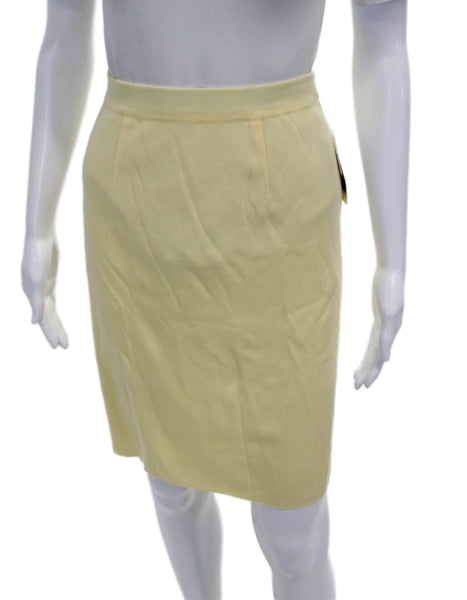 Misook Womens Straight Pencil Skirt Yellow Acrylic Pull On Short Size XS