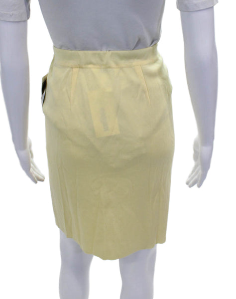 Misook Womens Straight Pencil Skirt Yellow Acrylic Pull On Short Size XS