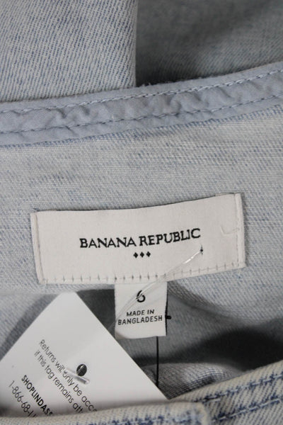Banana Republic Women Sleeveless Blue Round Neck Button Blouse Size 6