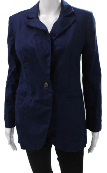 Banana Republic Womens Blue Linen Blazer Button Long Sleeve Size 6