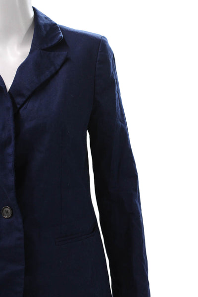 Banana Republic Womens Blue Linen Blazer Button Long Sleeve Size 6