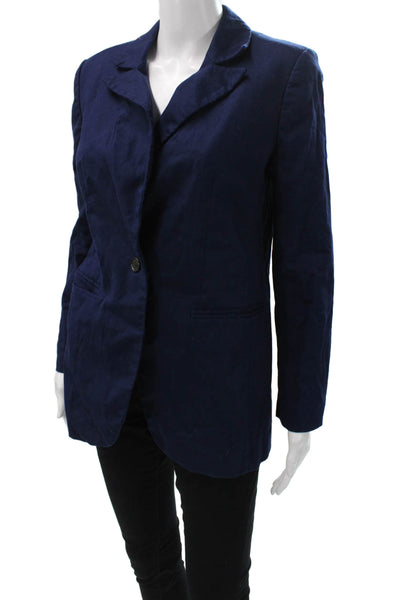 Banana Republic Womens Blue Linen Blazer Button Long Sleeve Size 6