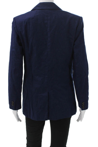 Banana Republic Womens Blue Linen Blazer Button Long Sleeve Size 6