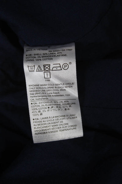 Banana Republic Womens Blue Linen Blazer Button Long Sleeve Size 6