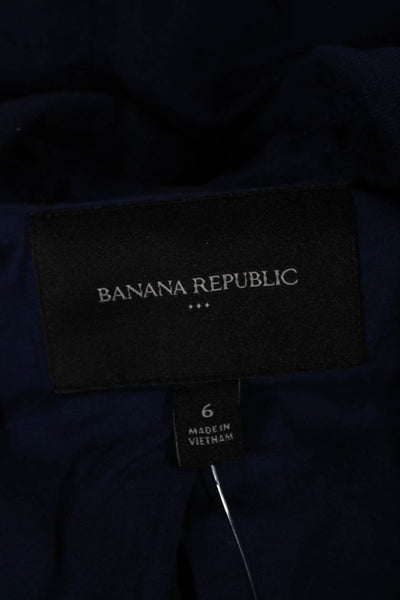 Banana Republic Womens Blue Linen Blazer Button Long Sleeve Size 6