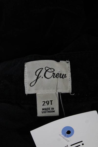 J Crew Women Tapered Corduroy Pants Black High Rise Button Tall Size 29