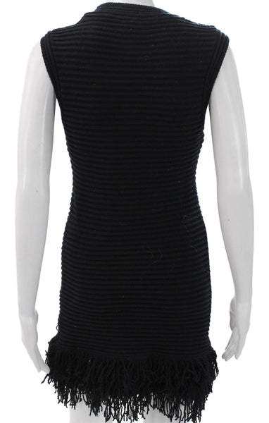 Zara Women Sleeveless Sweater Dress Black Knee Length Cotton Blend Size S