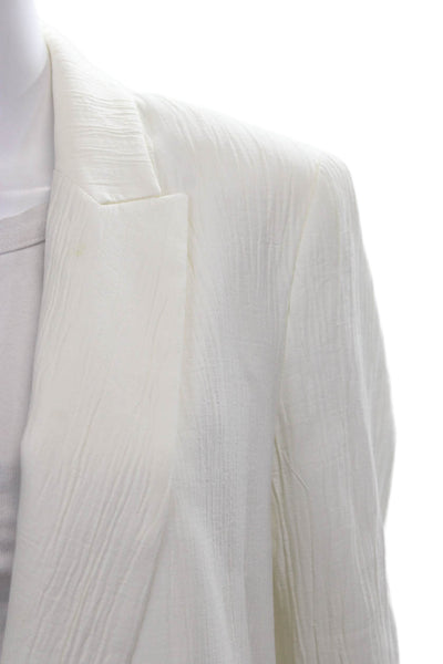 Zara Women White Blazer Long Sleeve Button Polyester Size M