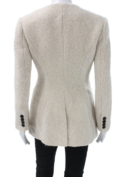 Toccin Womens Tweed Beige Basic Jacket Button Long Sleeve Size 2