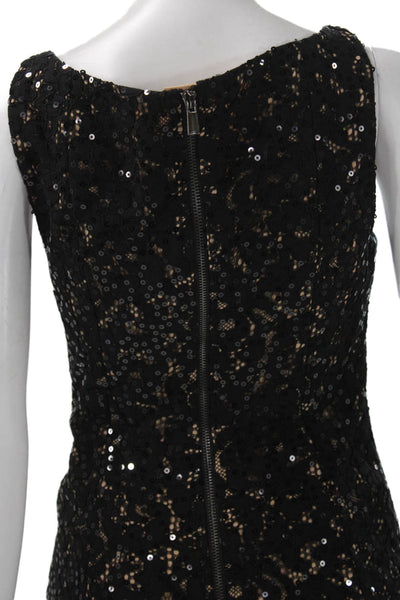 Toccin Womens Black Lace Floral Square Neck Sleeveless Tank Zip Size 2