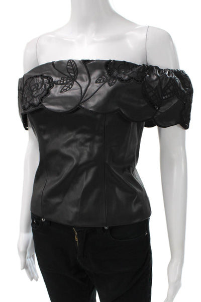 Toccin Women Blouse Black Floral Off Shoulder Polyester Sleeveless Size 2
