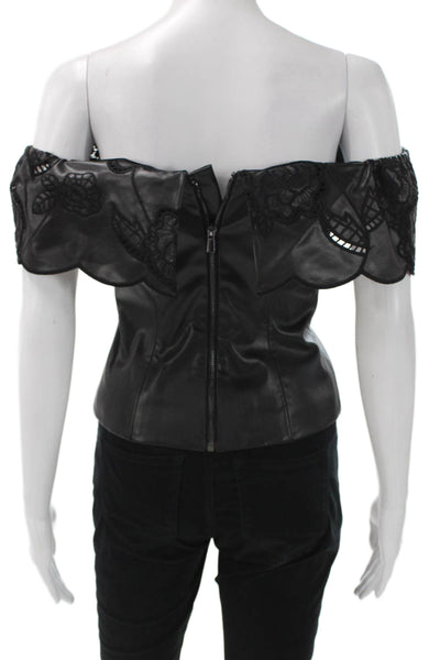 Toccin Women Blouse Black Floral Off Shoulder Polyester Sleeveless Size 2