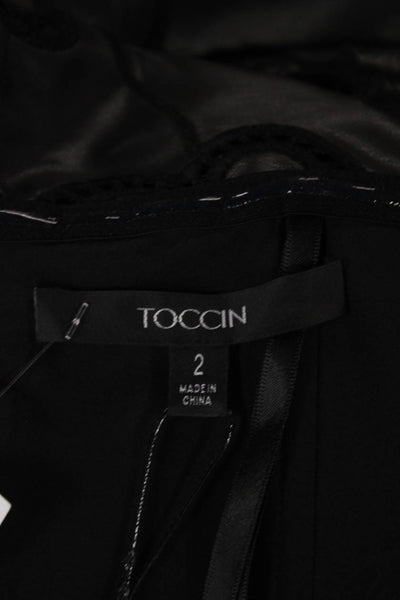 Toccin Women Blouse Black Floral Off Shoulder Polyester Sleeveless Size 2