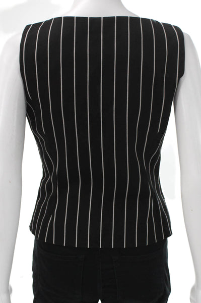 Toccin Women Black Striped Square Neck Sleeveless Basic Tank Polyester Size 2