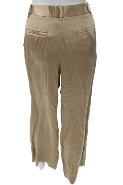 Nili Lotan Womens Dress Pants Beige Silk Button Closure Size 0