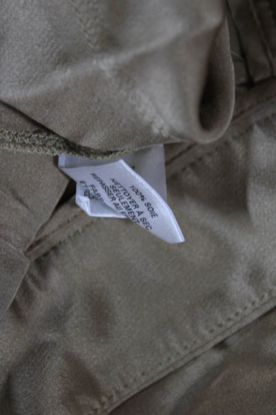 Nili Lotan Womens Dress Pants Beige Silk Button Closure Size 0