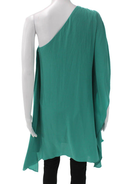 BCBG Max Azria Women One Shoulder Sleeveless Tunic Blouse Green Size XS