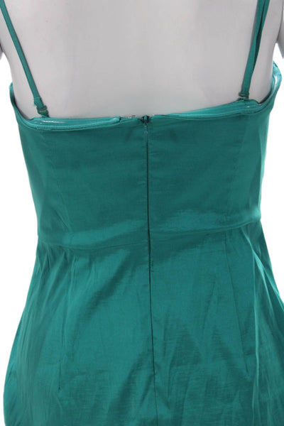 BCBG Max Azria Women Green Sheath Dress Square Neck Sleeveless Zip Petite Size 4