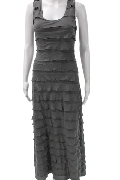 Max Studio Womens Maxi Dress Gray Sleeveless Scoop Neck Long Size XS