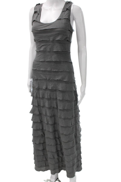 Max Studio Womens Maxi Dress Gray Sleeveless Scoop Neck Long Size XS
