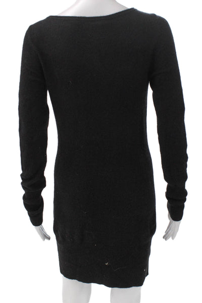 BCBG Max Azria Womens Sweater Dress Black Cashmere Boat Neck Size XS