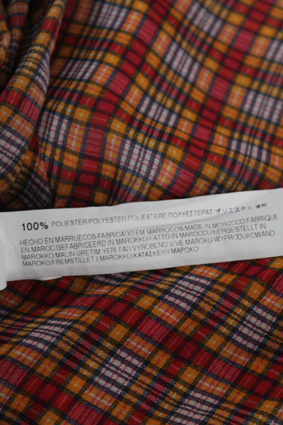 Zara Basic Womens Multicolor Plaid Shift Long Dress Square Neck Size XS