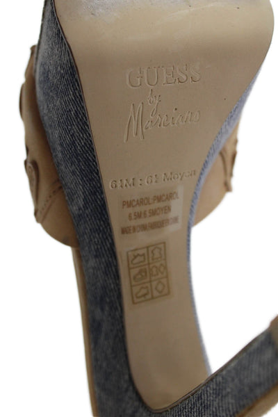 Guess By Marciano Womens Denim Detail Platform Heels Beige Size 6.5