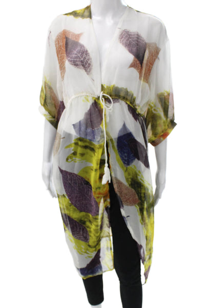 Woven Heart Women Kimono Blouse Floral Multicolor VNeck 3/4 Sleeve Size One Size