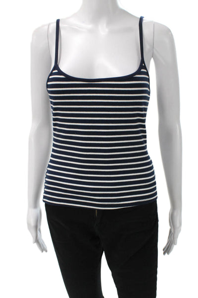 Edikted Womens Basic Striped Cotton Scoop Neck Tank Blue Size L