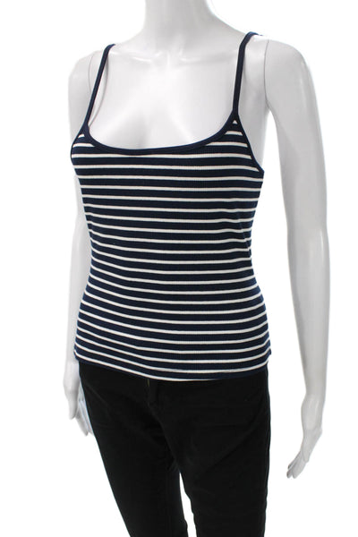 Edikted Womens Basic Striped Cotton Scoop Neck Tank Blue Size L