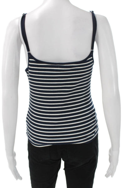 Edikted Womens Basic Striped Cotton Scoop Neck Tank Blue Size L
