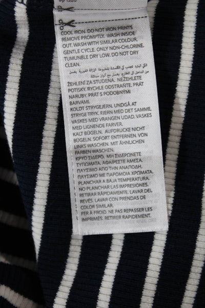 Edikted Womens Basic Striped Cotton Scoop Neck Tank Blue Size L