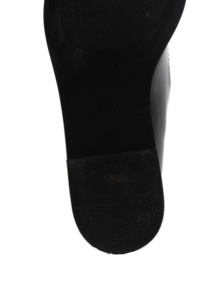 Zara Womens Shiny Vegan Leather Flats Mary Jane Shoes Black Size 10
