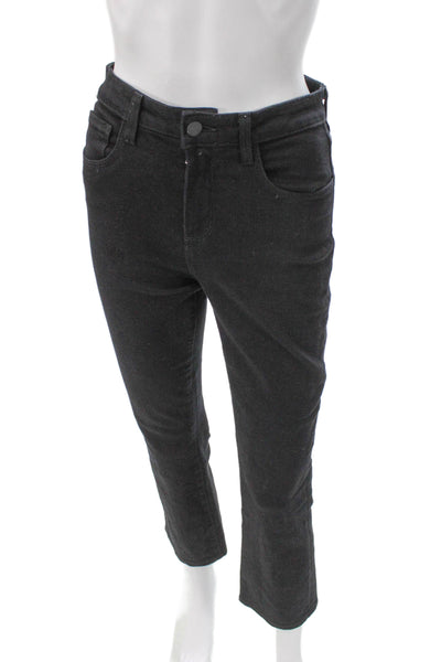 L'Agence Womens Black Straight Jeans High Rise Cotton Blend Size 25