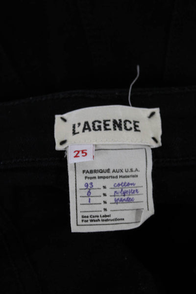 L'Agence Womens Black Straight Jeans High Rise Cotton Blend Size 25