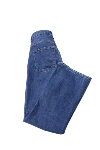 Khaite Women Bootcut Jeans Blue Cotton High Rise Button Size 25