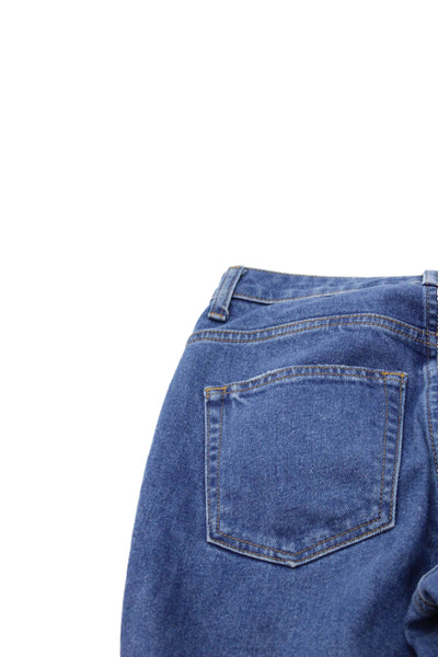 Khaite Women Bootcut Jeans Blue Cotton High Rise Button Size 25