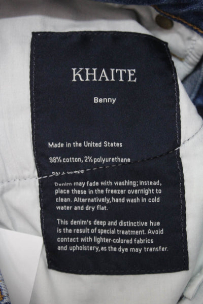Khaite Women Bootcut Jeans Blue Cotton High Rise Button Size 25