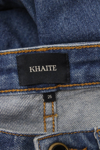 Khaite Women Bootcut Jeans Blue Cotton High Rise Button Size 25