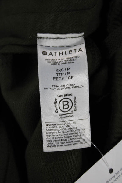Athleta Women Jogger Pants Green Drawstring Cotton Spandex Petite Size 2XS