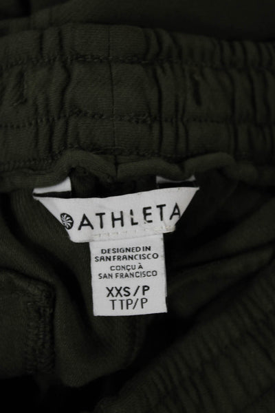 Athleta Women Jogger Pants Green Drawstring Cotton Spandex Petite Size 2XS